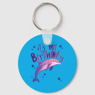 Its My Birthday Cute Girl Dolphin Lover Key Ring