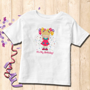 It's My Birthday Cute Girl With Balloons Toddler T-Shirt