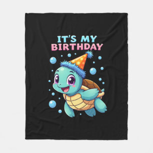 It's My Birthday Cute Sea Turtle Ocean Birthday Pa Fleece Blanket