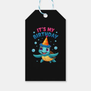 It's My Birthday Cute Sea Turtle Ocean Birthday Pa Gift Tags