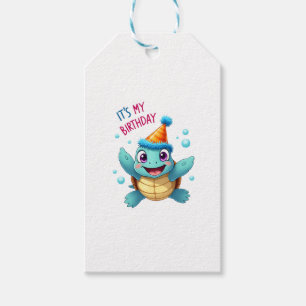 It's My Birthday Cute Sea Turtle Ocean Birthday Pa Gift Tags