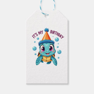 It's My Birthday Cute Sea Turtle Ocean Birthday Pa Gift Tags