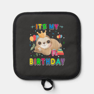 Its My Birthday Cute Sloth Birthday Party Costumes Pot Holder