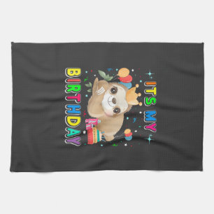 Its My Birthday Cute Sloth Birthday Party Costumes Tea Towel
