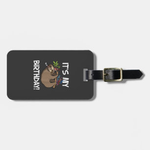 It's My Birthday Cute Sloth Party Outfit T-Shirt Luggage Tag