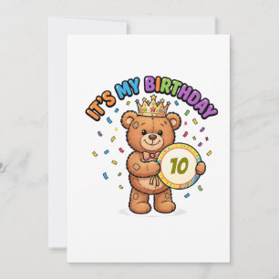 It's My Birthday Cute Teddy Bear Custom Party Invitation