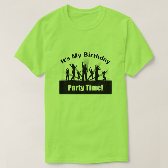 It's My Birthday Disco Black Silhouette T-Shirt (Design Front)