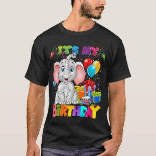 Its My Birthday Elephant Girls Womens Kids T-Shirt