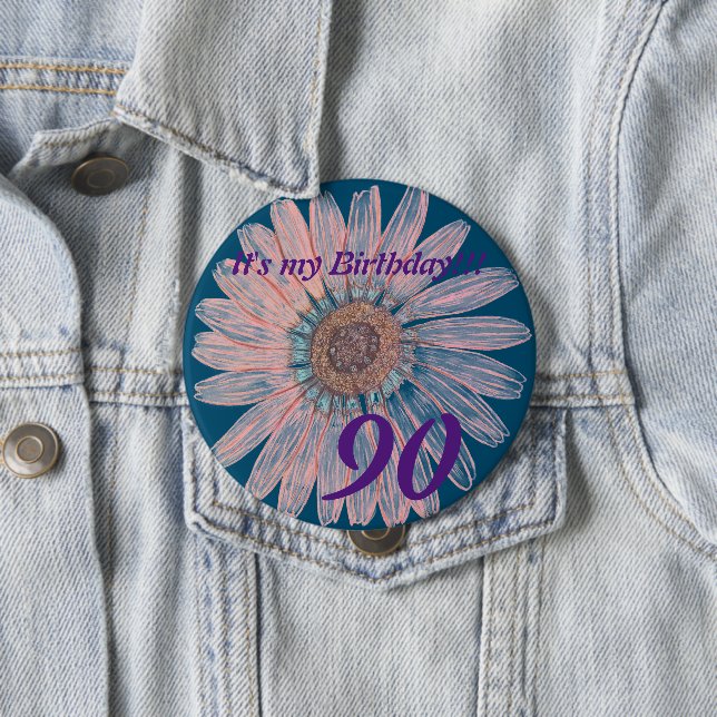 It's my Birthday!! Flower Personalised Birthday 10 Cm Round Badge (In Situ)