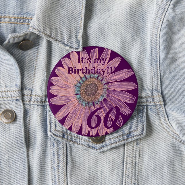 It's my Birthday!! Flower Personalized Birthday 10 Cm Round Badge (In Situ)