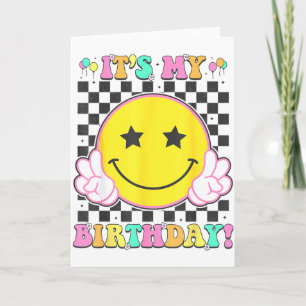 Its My Birthday Girls Women Teens Kids Groovy Bday Card