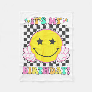 Its My Birthday Girls Women Teens Kids Groovy Bday Fleece Blanket