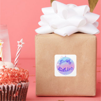 It's my birthday! Glass sphere design. Square Sticker