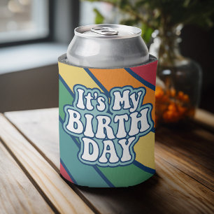 It's My Birthday - Happy Stripe Rainbow Colours Can Cooler