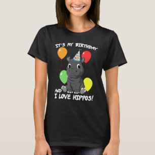 Its My Birthday I Love Hippos Girls Birthday Party T-Shirt