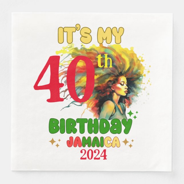 It's my Birthday Jamaica Girl Party Vacation Squad Napkin (Front)