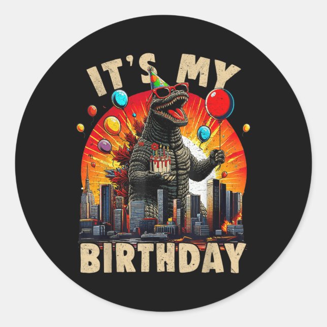 Its My Birthday Kaiju Birthday Party Japan Monster Classic Round Sticker (Front)