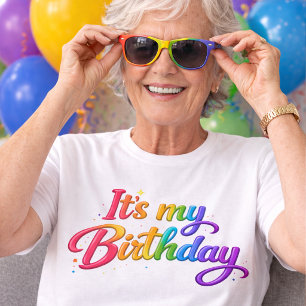 It's my Birthday multi coloured rainbow T-Shirt