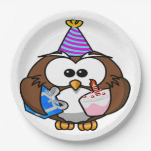 "IT'S MY BIRTHDAY" OWL PAPER PLATE