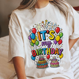 Its My Birthday Party Balloons Cake Design Tri-Blend Shirt