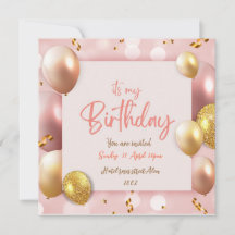 Its my Birthday Pink card invitation