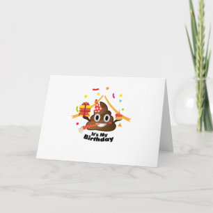 It's My Birthday Poop Emoji  kids Boy Girl Party Card