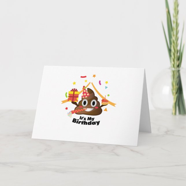 It's My Birthday Poop Emoji  kids Boy Party Card (Front)