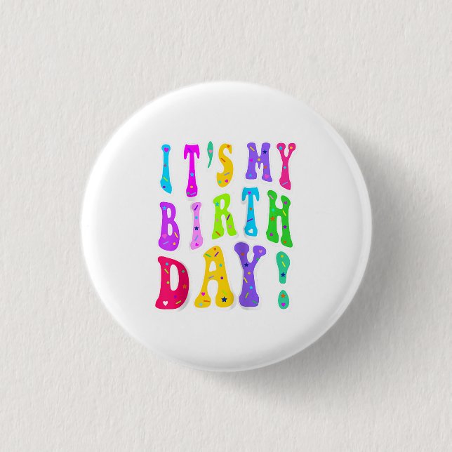 It's My Birthday Retro Groovy For Girls  3 Cm Round Badge (Front)