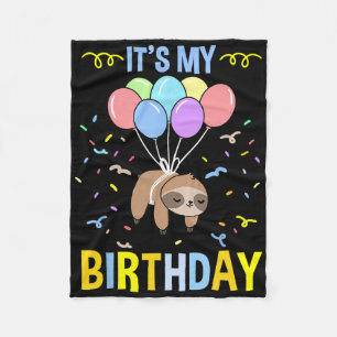 Its My Birthday Sloth Fleece Blanket