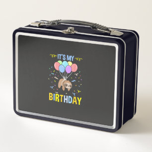 Its My Birthday Sloth T-Shirt Metal Lunch Box