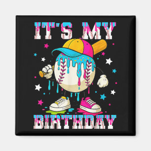 Its My Birthday Stuff Baseball Ice Cream Drip Magnet