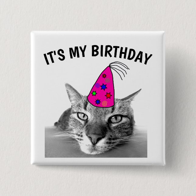 IT'S MY BIRTHDAY, TABBY CAT BUTTONS (Front)