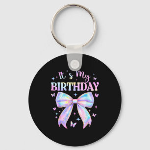 It's My Birthday Tie Dye Coquette Bow Butterfly Bi Key Ring