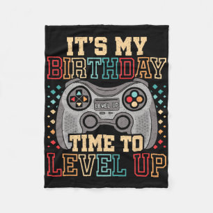 It's My Birthday Time To Level Up Video Game Birth Fleece Blanket