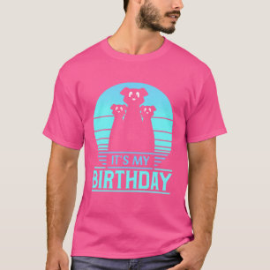 Its My Birthday Vintage Sunset Dogs Blue Birthday T-Shirt