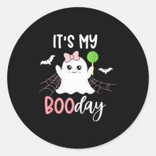 Its My Boo Day Cute Halloween Birthday Ghost Pink Classic Round Sticker