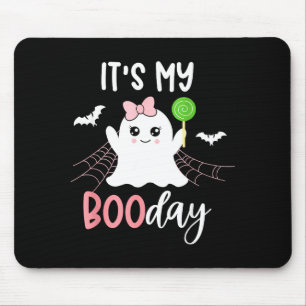 Its My Boo Day Cute Halloween Birthday Ghost Pink  Mouse Pad