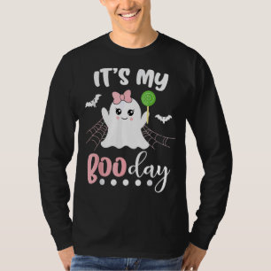 Its My Boo Day Cute Halloween Birthday Ghost Pink  T-Shirt