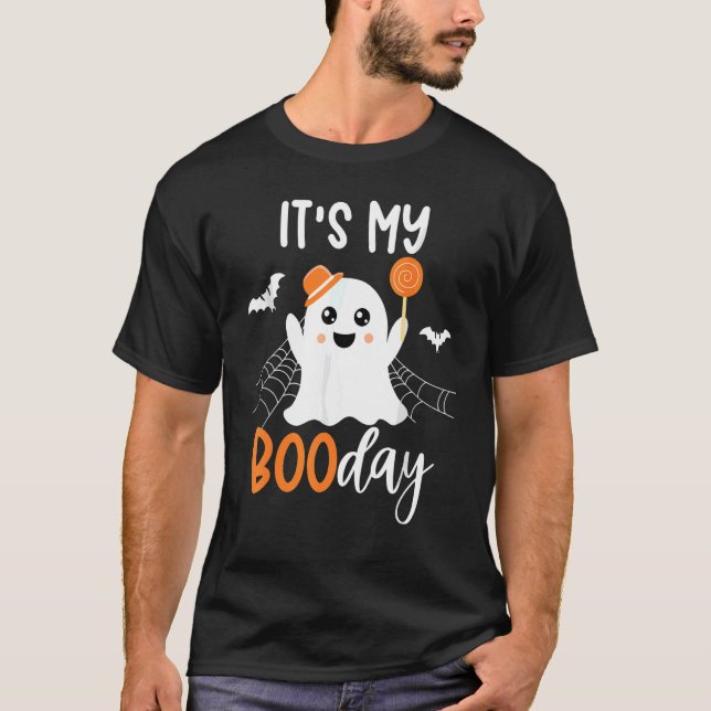 Its My Boo Day Cute Halloween Birthday Ghost Pink  T-Shirt (Front)