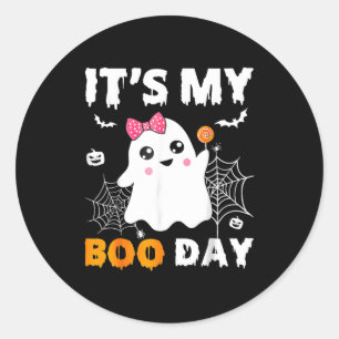 Its My Boo Day Halloween Birthday Ghost  Classic Round Sticker