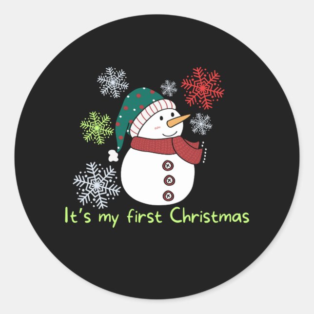 It's my first Christmas Classic Round Sticker (Front)