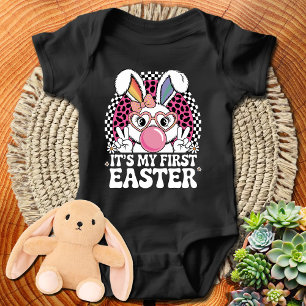 It's My First Easter - Bunny and Pink Bubble Gum Baby Bodysuit