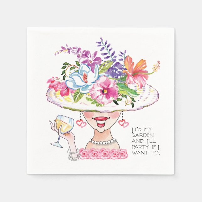 It's My Garden and I'll Party with White Wine Napkin (Front)