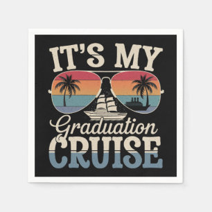 It's My Graduation Cruise Graduate Trip Ship Retro Napkin