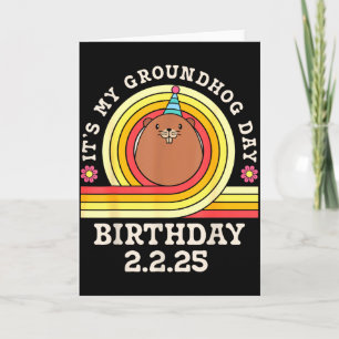 Its My Groundhog Day Birthday Party Hat Funny Retr Card