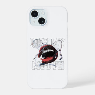 It's My Mouth Edgy Glitch Halftone Lips iPhone 15 Case