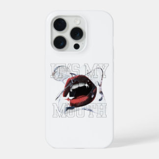 It's My Mouth Edgy Glitch Halftone Lips iPhone 15 Pro Case