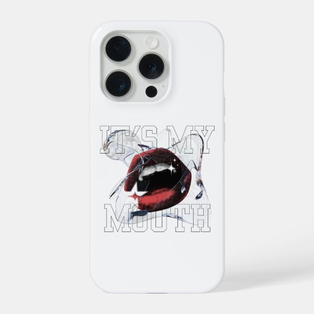 It's My Mouth Edgy Glitch Halftone Lips iPhone Case (Back)