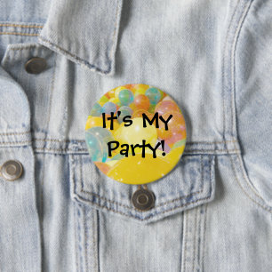 "It's My Party" Colourful Balloons 7.5 Cm Round Badge