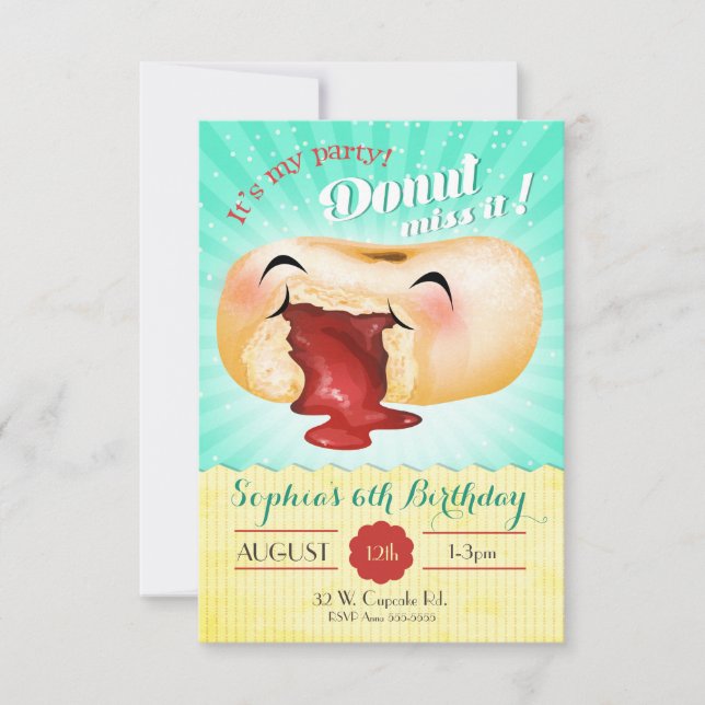 It's My Party Doughnut Miss it! Birthday Invitatio Invitation (Front)